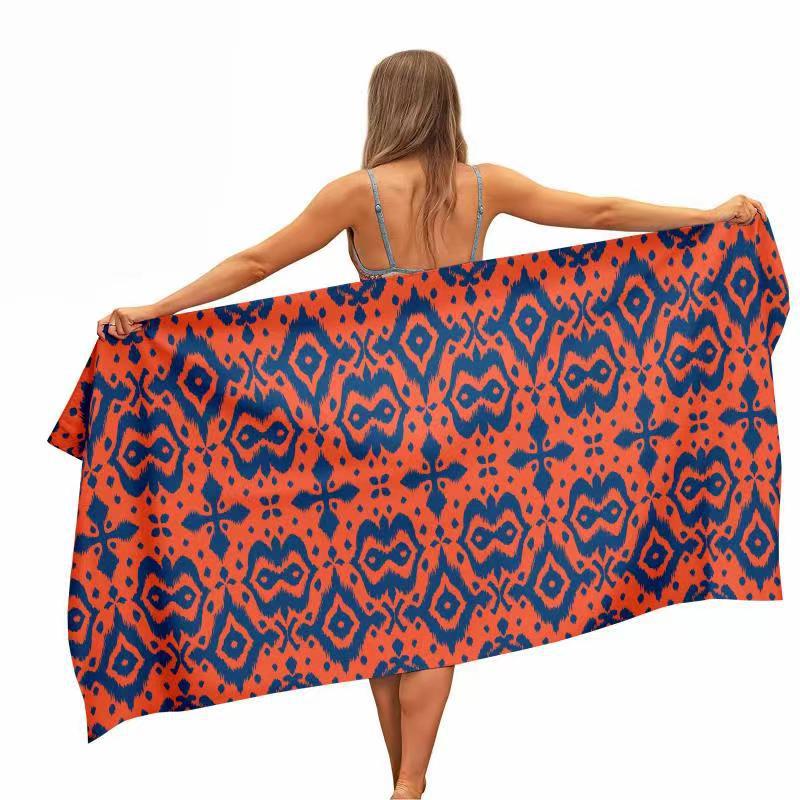 Orange Blue Ikat Print Beach T - Ikat Woven Fabric recension och pris